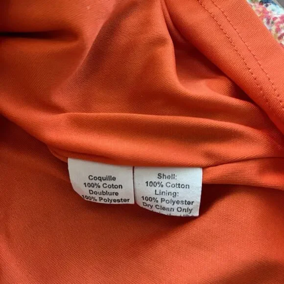 Eva Franco Anthropologie Dress Size 4 Succulents Green Orange Tie Back Western - Picture 13 of 16